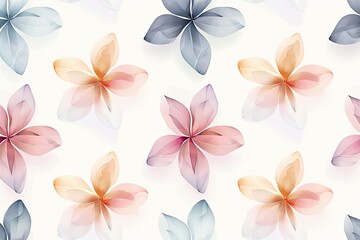 Simple, abstract flower shapes in soft pastel colors arranged in a minimalist pattern