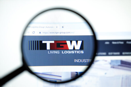 Los Angeles, California, USA - July 29 2019 : Homepage of TGW Logistics .Official website