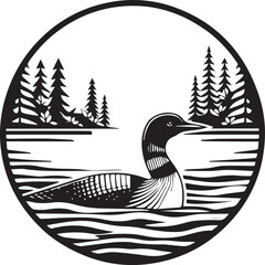 loon silhouette vector illustration, Loon silhouette vector art illustration with white background