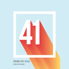3d shadow digit, number or digit 41, Isometric font display typeface. Typography minimal design. vector illustration eps.