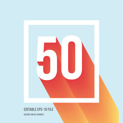 3d shadow digit, number or digit 50, Isometric font display typeface. Typography minimal design. vector illustration eps.