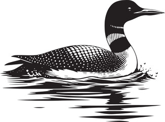 loon silhouette vector illustration, Loon silhouette vector art illustration with white background