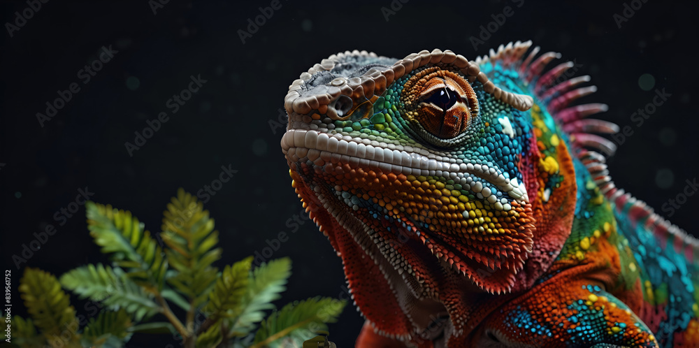 Wall mural photo Exotic Reptile of chameleon with various colors of nature - Wall murals
