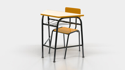 yellow design school desk and chair for children in the classroom