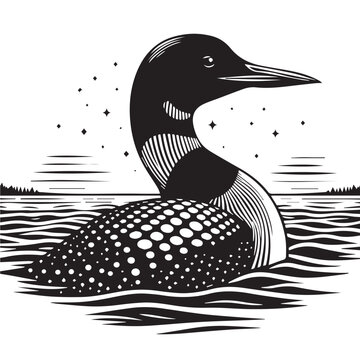 recommend clip art: loon silhouette vector illustration, Loon silhouette vector art illustration with white background
