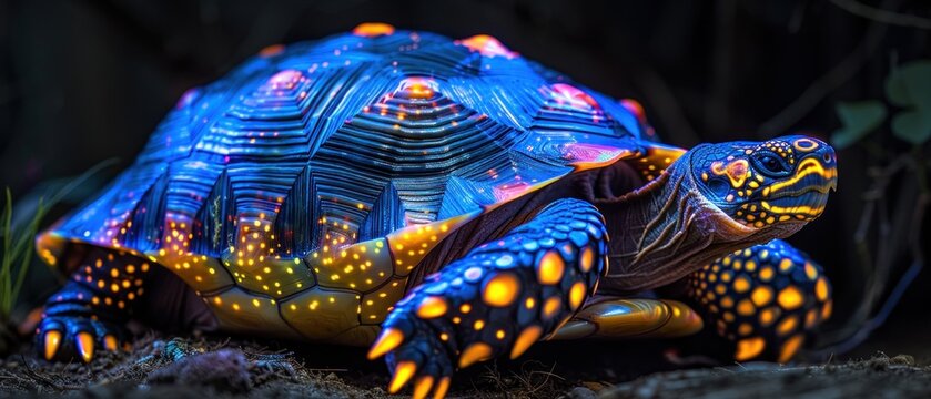 A wise tortoise adorned with glowing patterns upon its shell.