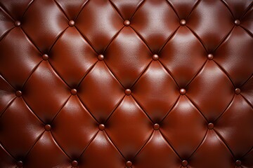 Fototapeta premium Brown Leather Upholstery With Diamond Stitching and Buttons