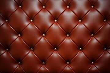 Fototapeta premium Brown Leather Upholstery With Diamond Stitching and Buttons