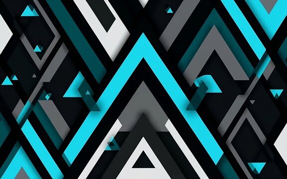 Modern background, triangular geometric shapes, black and blue colors, comic style.
