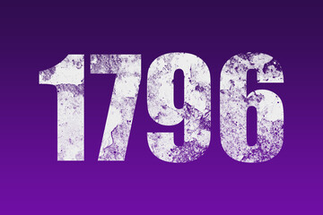 flat white grunge number of 1796 on purple background.	