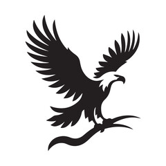 Flying eagle logo vector art illustration