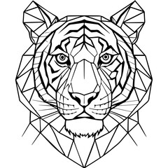 Fototapeta premium tiger portrait low poly polygon outline, isolated on transparent background
