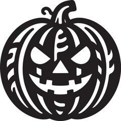 Funny Halloween pumpkin silhouette vector.
Halloween pumpkin icons style on white background