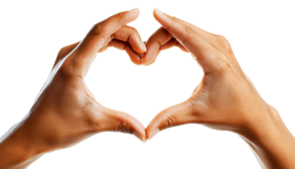 hands forming a heart shape isolated transparent background. Sign of love, harmony, gratitude, love concept