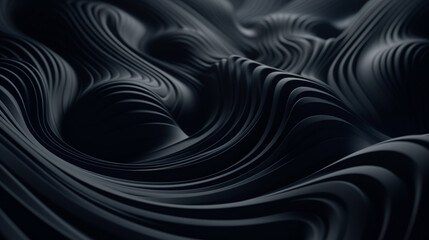 Black wavy smooth dynamic background. Conceptual rubber surface for design.