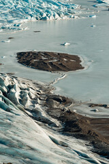 Glacial lagoon in Skaftafell national park. Glacier Sv&iacute;nafellsj&ouml;kull in Iceland. The best trekking in Iceland.