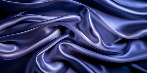 Obraz premium Navy Blue Silk Satin Background with Graceful Wavy Folds. Concept Photography Ideas, Background Inspiration, Styling Tips, Silk Satin Draping, Elegant Portraits