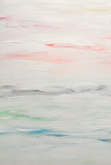 Obraz premium Art hand drawn watercolor and acrylic smear blot canvas painting wall. Abstract texture beige, white pastel color stain brushstroke relief texture background.