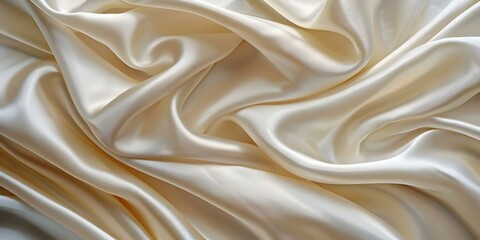 Obraz premium Creating a Stylish Backdrop with Luxurious Ivory Silk Fabric and Elegant Wavy Folds. Concept Luxurious Backdrops, Ivory Silk Fabric, Elegant Folds, Stylish Photoshoots, Photographic Elegance