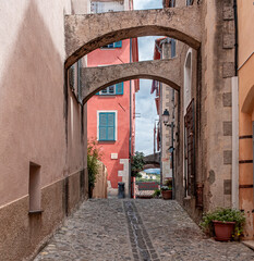 View of Biot village, a small, medieval, fortified historic village, located on a hilltop in the...