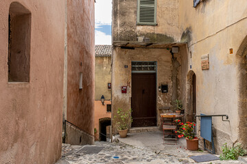 Fototapeta premium View of Biot village, a small, medieval, fortified historic village, located on a hilltop in the Provence-Alpes-Cote d'Azur, near the town of Antibes, between the cities of Nice and Cannes, France