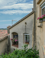 View of Biot village, a small, medieval, fortified historic village, located on a hilltop in the Provence-Alpes-Cote d'Azur, near the town of Antibes, between the cities of Nice and Cannes, France