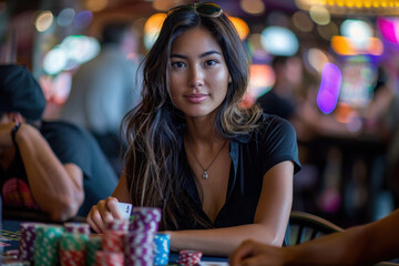 Fototapeta premium Contemplative poker player with striking eyes