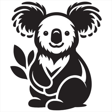 recommend clip art: Koala silhouette vector illustration on white background