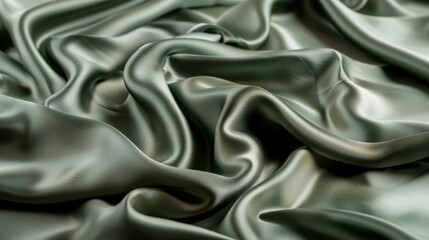 Obraz premium Luxurious emerald green satin fabric with elegant drapery