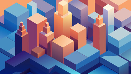 Vibrant Digital Cityscape: Abstract Urban Skyline Illustration