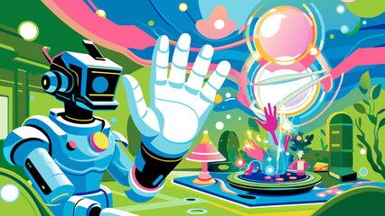 Futuristic Robot DJ Hosting an Intergalactic Dance Party