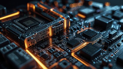 Free Photo secure connection or cybersecurity service concept of compute motherboard closeup