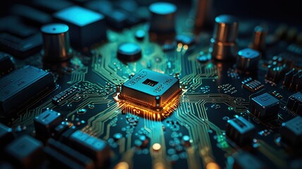 Free Photo secure connection or cybersecurity service concept of compute motherboard closeup