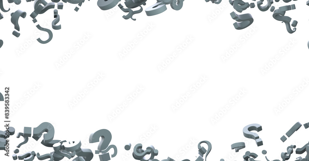 Aufkleber question marks. computer generated 3d