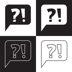 Question mark and exclamation mark. Vector set isolated on white and black background. EPS 10