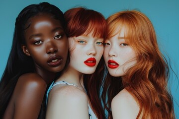 Fashionable women with vibrant makeup and style