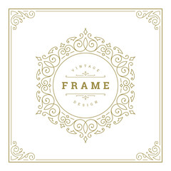 Vintage flourishes ornament swirls lines frame template vector illustration.
