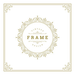 Vintage flourishes ornament swirls lines frame template vector illustration.
