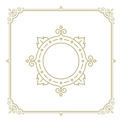 Vintage flourishes ornament swirls lines frame template vector illustration.