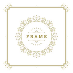 Vintage flourishes ornament swirls lines frame template vector illustration.
