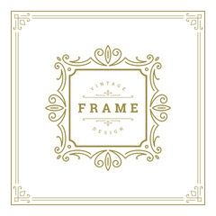 Vintage flourishes ornament swirls lines frame template vector illustration.