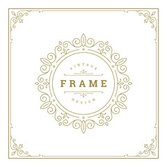 Vintage flourishes ornament swirls lines frame template vector illustration.