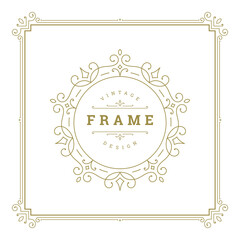 Vintage flourishes ornament swirls lines frame template vector illustration.