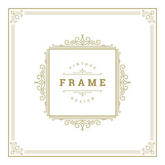 Vintage flourishes ornament swirls lines frame template vector illustration.