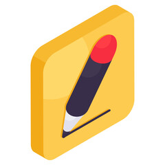 A writing tool icon, isometric design of pencil