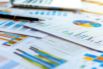 Close-up of financial charts and graphs on paper
