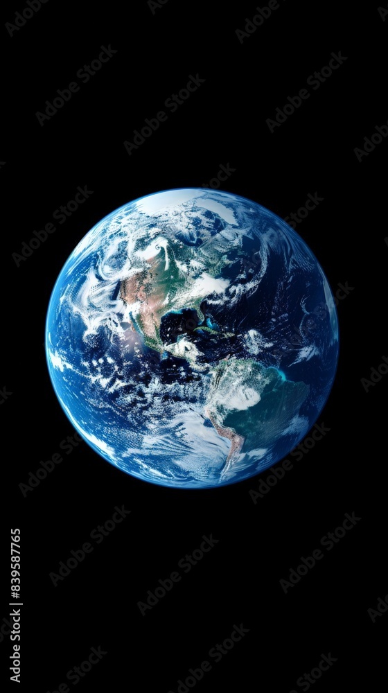 Poster beautiful image of earth from space with detailed view of continents. represents the earth's natural