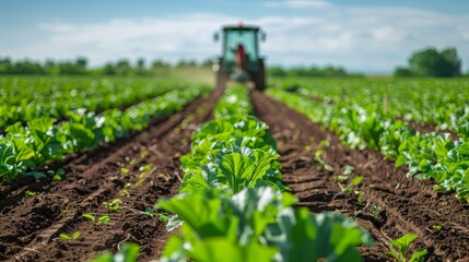Tractor working in the field