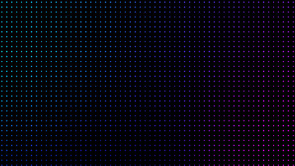 Abstract technology background. Gradient dots forming a grid on a dark background. Data visualization, hi-tech concept, virtual reality. Dotted gradient background on black. 