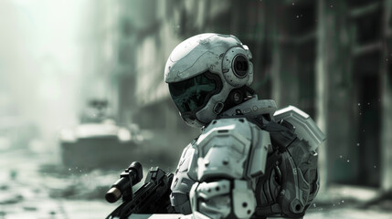 robot cyborg soldier / police officer with gun